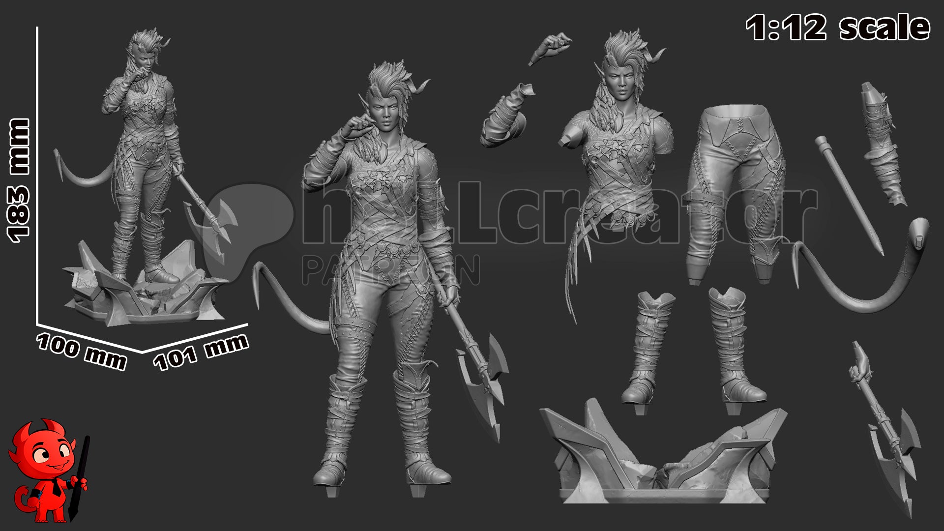 Figurine Karlach, Baldur's Gate, Ombrecoeur, Astarion, Donjons et Dragons