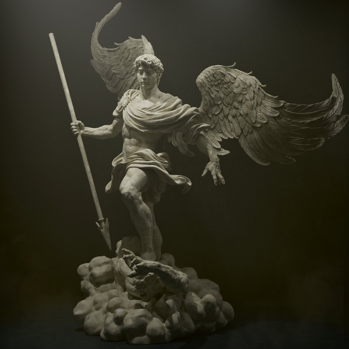 figurine a peindre, figurine archange michel, saint michel