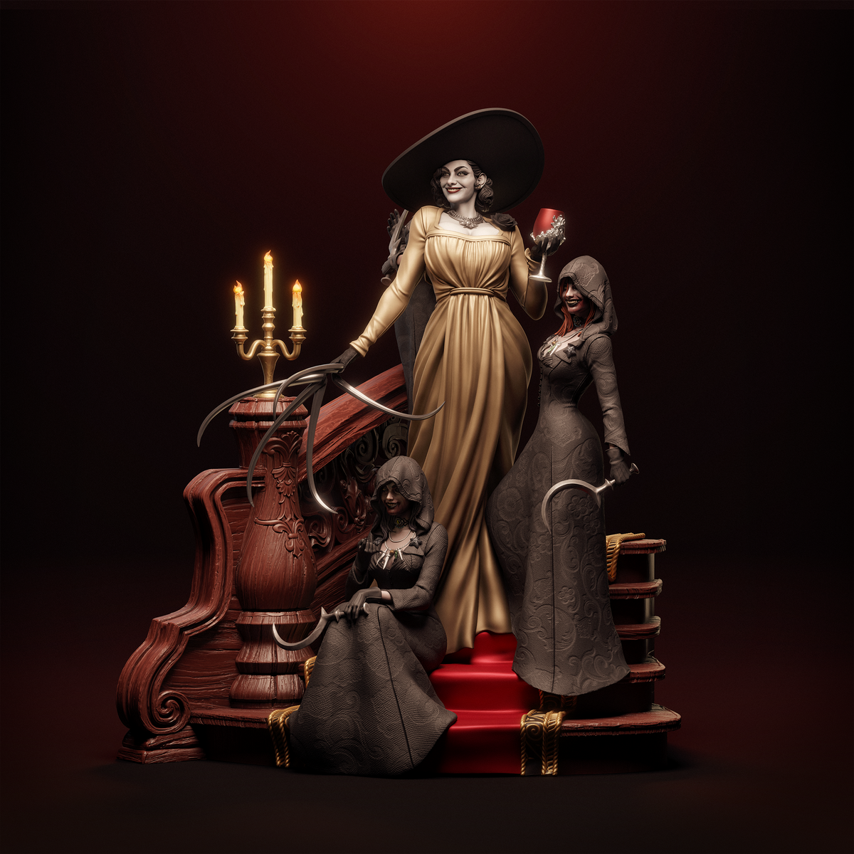figurine Lady Dimitrescu, figurine a peindre, figurine resident evil 8