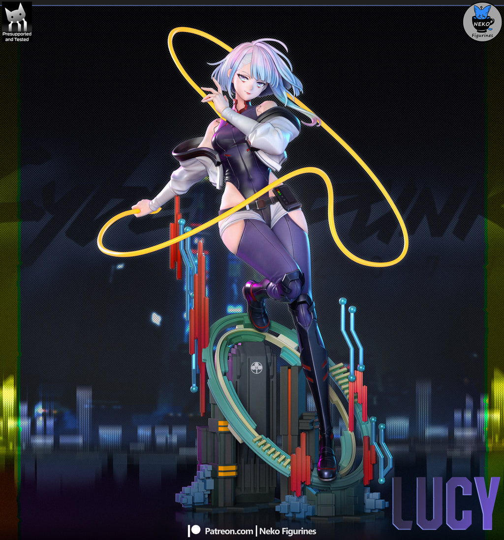figurine a peindre, figurine lucy cyberpunk 2077, figurine cyberpunk