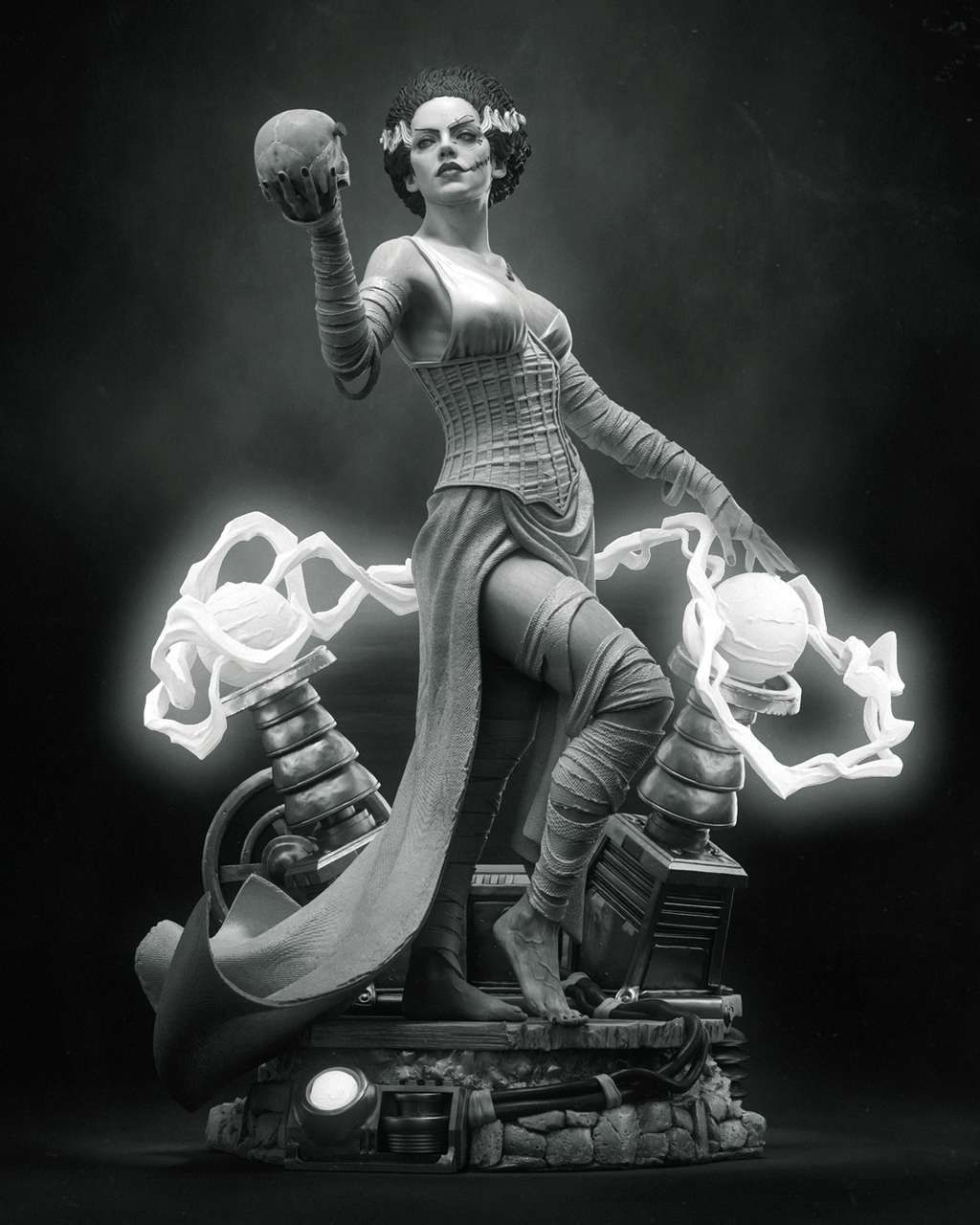 figurine fiancée de frankenstein, figurine monstre, halloween, figurine a peindre