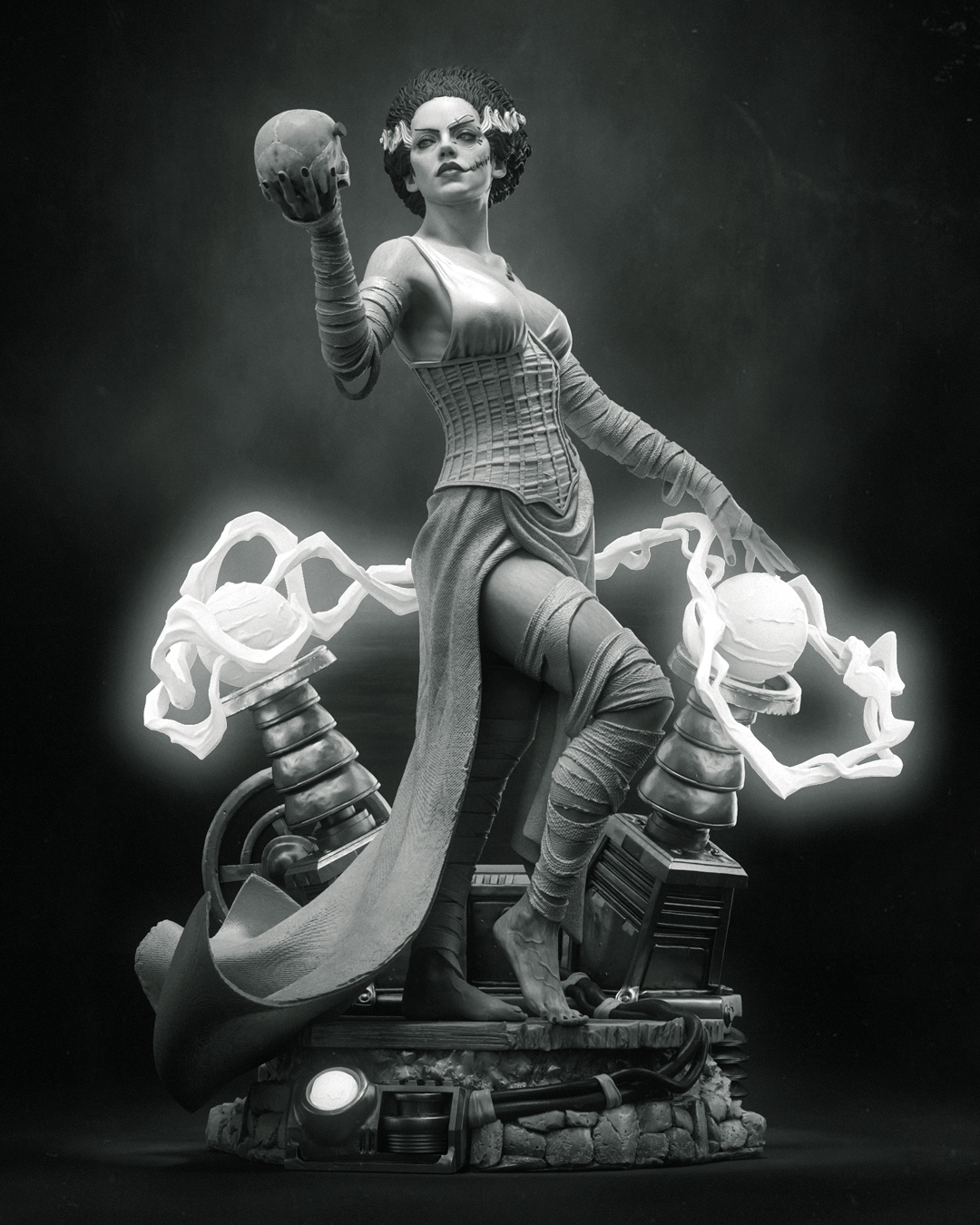 figurine fiancée de frankenstein, figurine monstre, halloween, figurine a peindre
