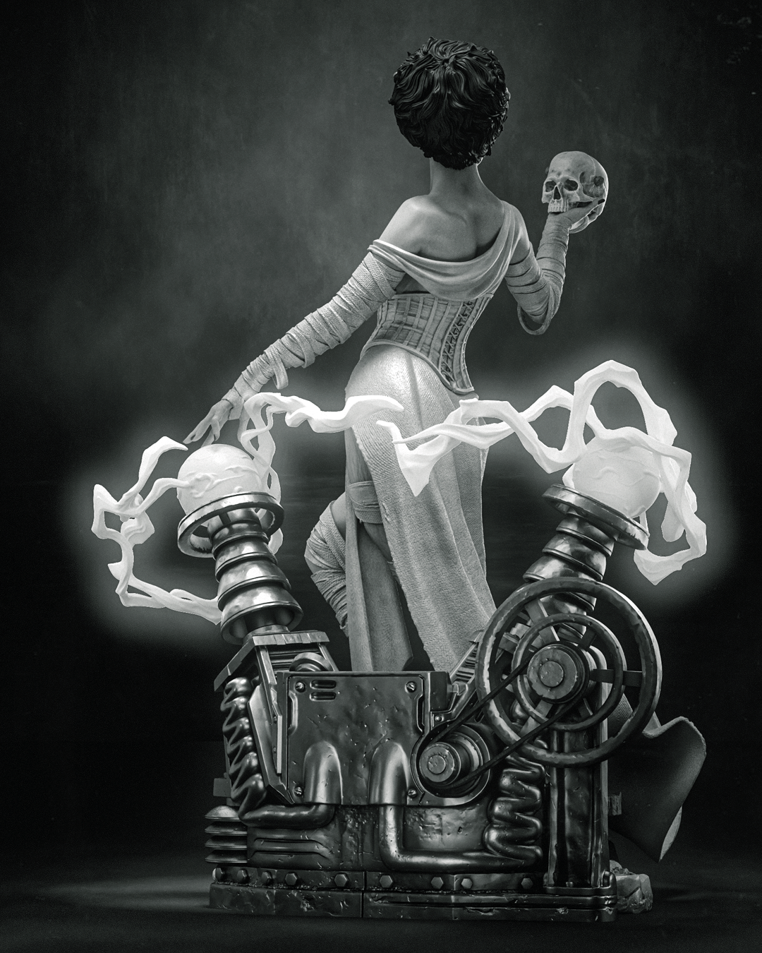 figurine fiancée de frankenstein, figurine monstre, halloween, figurine a peindre