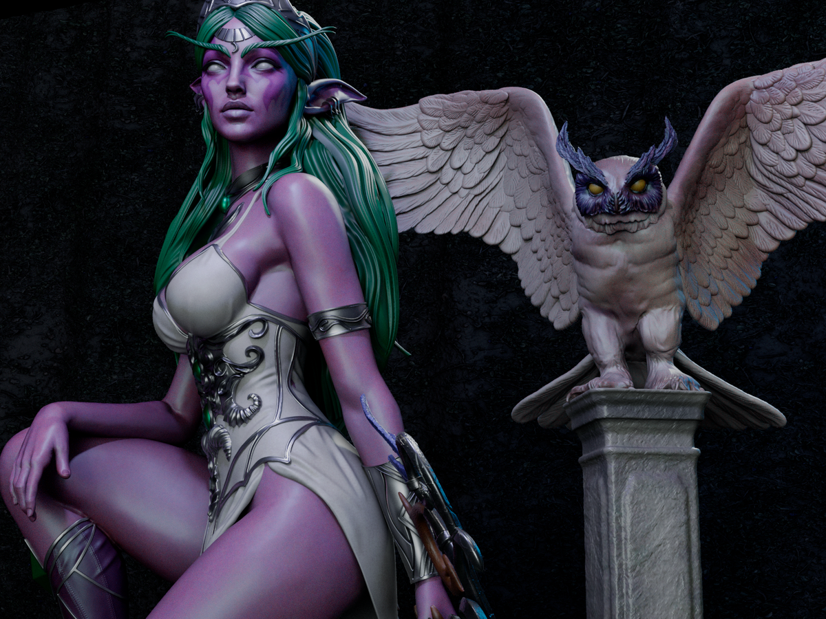 figurine tyrande murmevent, wow, world of warcraft, figurine a peindre, elfe de la nuit