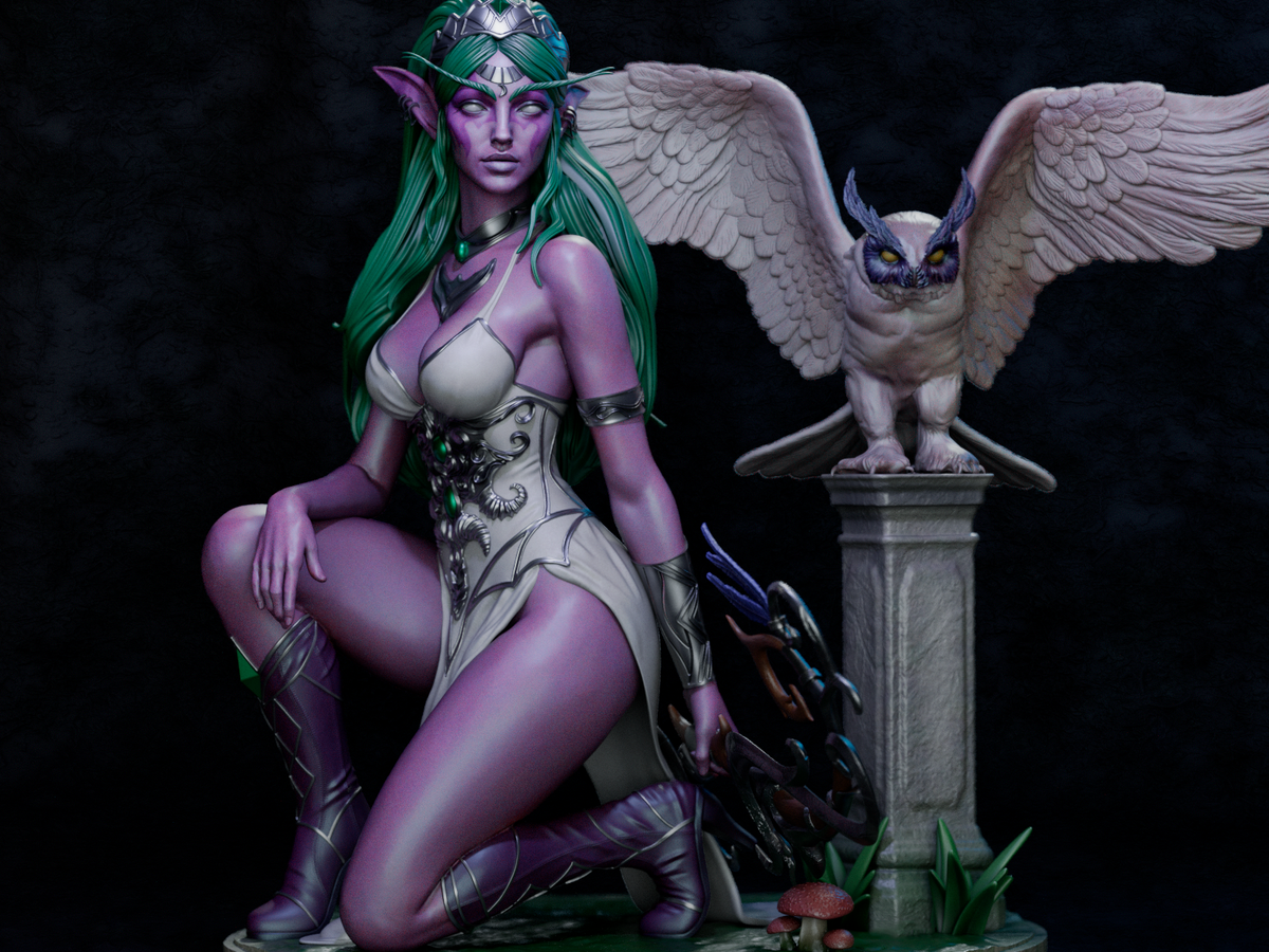 figurine tyrande murmevent, wow, world of warcraft, figurine a peindre, elfe de la nuit
