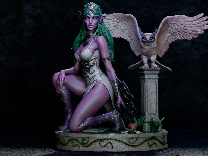 figurine tyrande murmevent, wow, world of warcraft, figurine a peindre, elfe de la nuit
