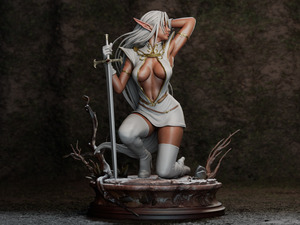 figurine a peindre, figurine elfe guerrière, donjons et dragons, fantasy