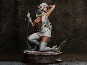 figurine a peindre, figurine elfe guerrière, donjons et dragons, fantasy