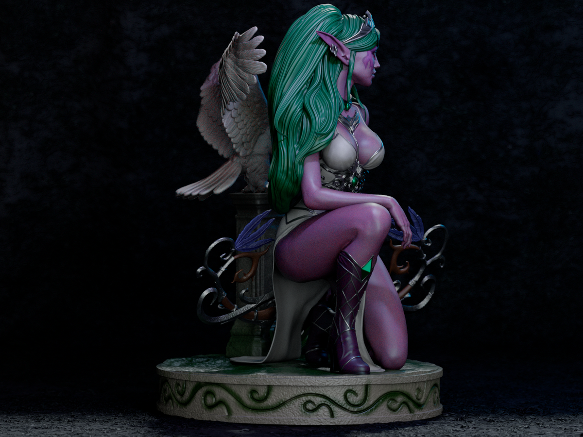 figurine tyrande murmevent, wow, world of warcraft, figurine a peindre, elfe de la nuit
