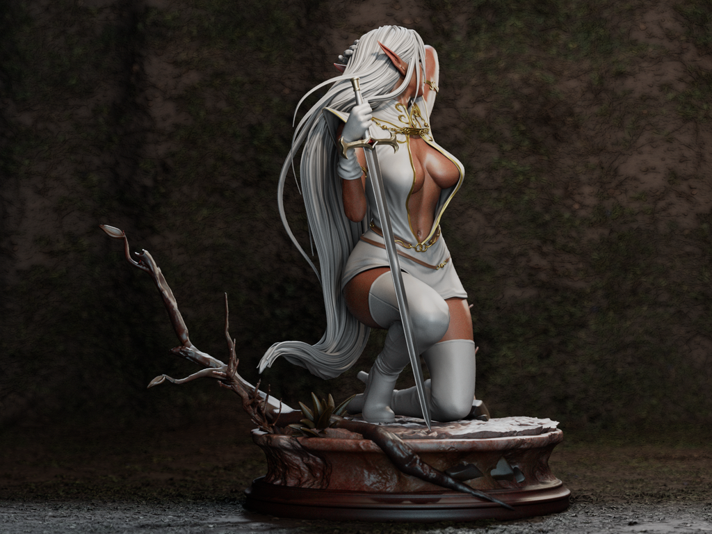 figurine a peindre, figurine elfe guerrière, donjons et dragons, fantasy