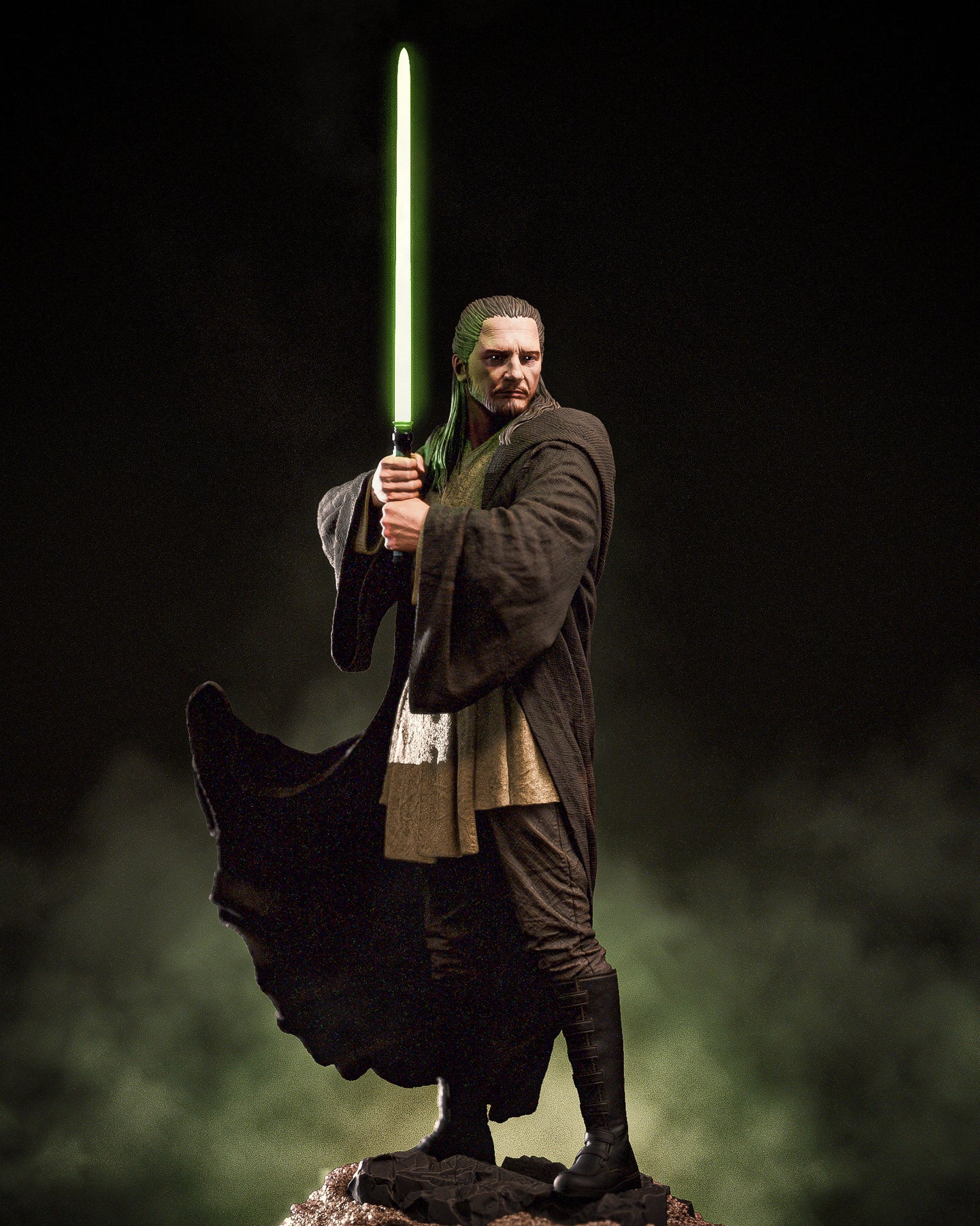figurine qui gon jinn, figurine star wars, figurine a peindre