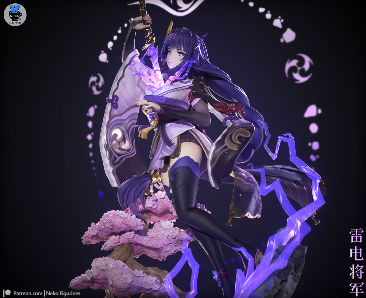 figurine Raiden Shogun Genshin Impact, figurine genshin impact, figurine a peindre
