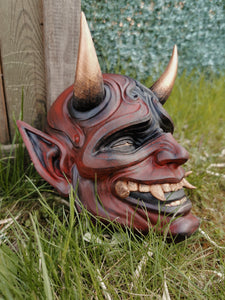 oni, décoration murale oni, décoration japonaise, masque oni, masque japonais, masque samuraï, oni wall decoration, japanese decor, samuraï props, hannya mask, masque hannya, décoration japonaise, manga, anime, Daëlys Art