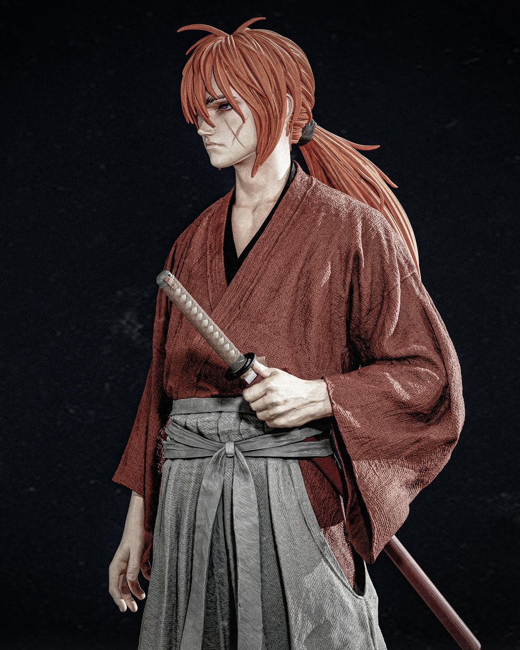 figurine kenshin, figurine samourai, figurine a peindre