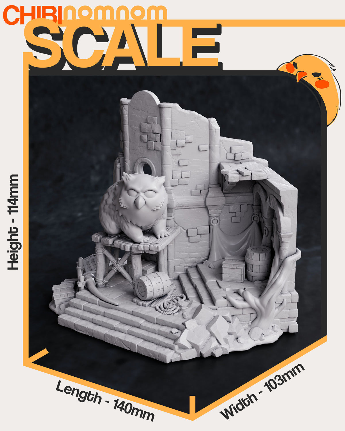 Ours Hibou, diorama, baldur's gate, chibi, mignon, figurine à peindre