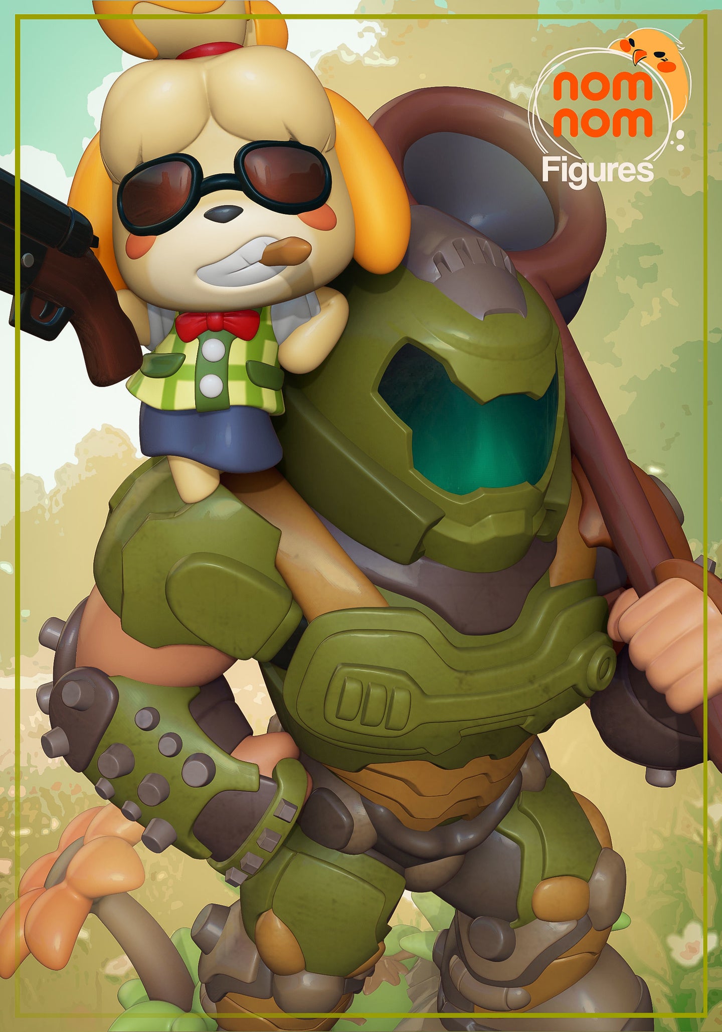 Doom x Animal crossing, marie animal crossing, isabelle animal crossing, figurine doom guy