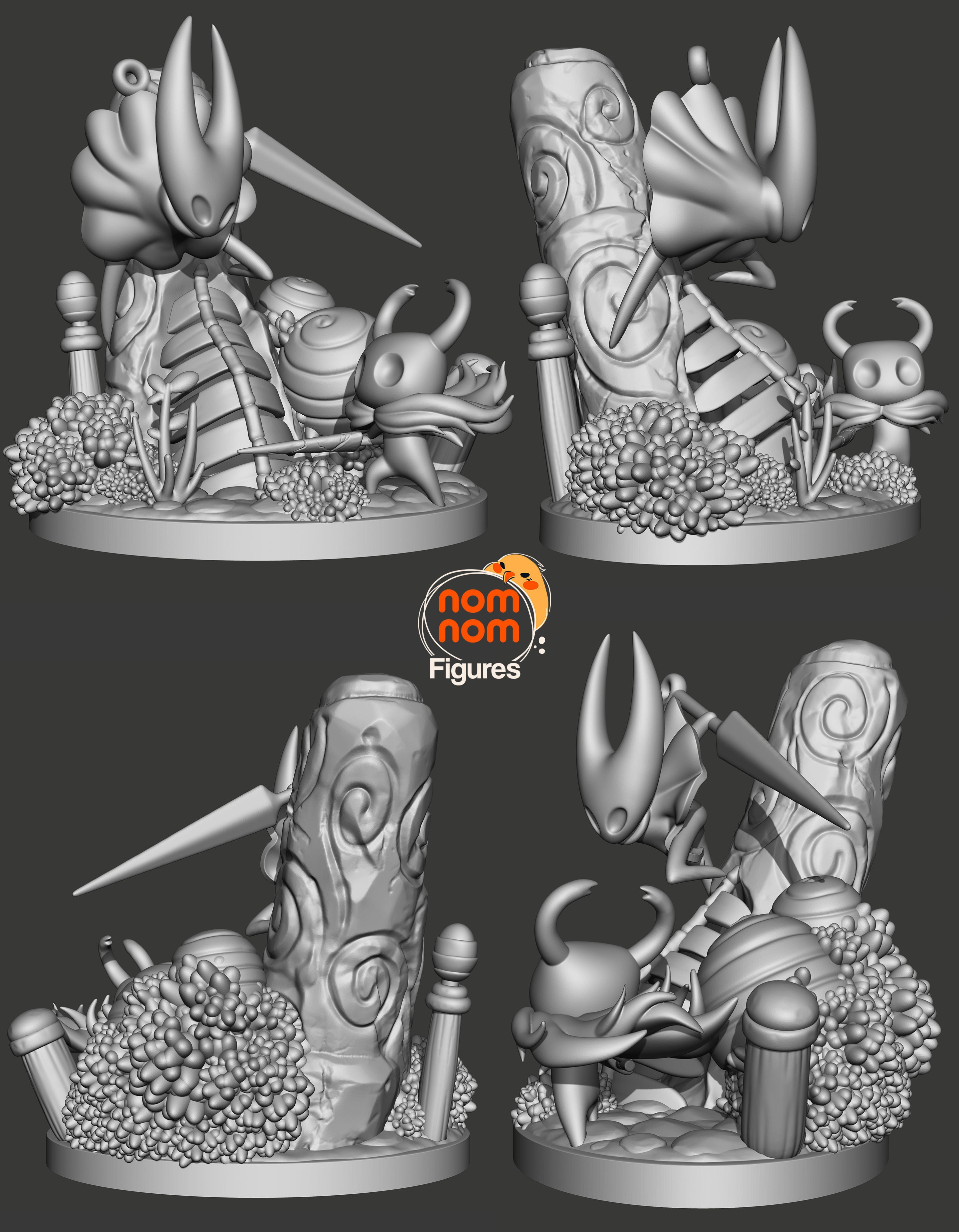 diorama hollow knight, figurine hornet, figurine hollow knight, team cherry