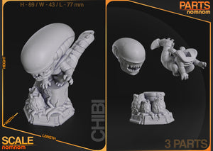 Alien, Xenomorph, Chibi, figurine à peindre, diorama