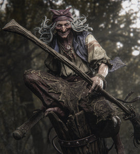 figurine a peindre, figurine baba yaga, sorciere, baba yaga, conte