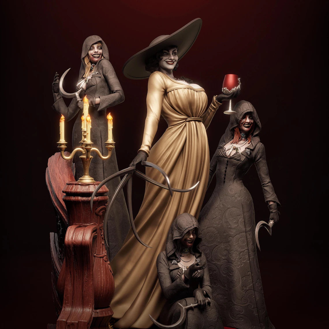 figurine Lady Dimitrescu, figurine a peindre, figurine resident evil 8