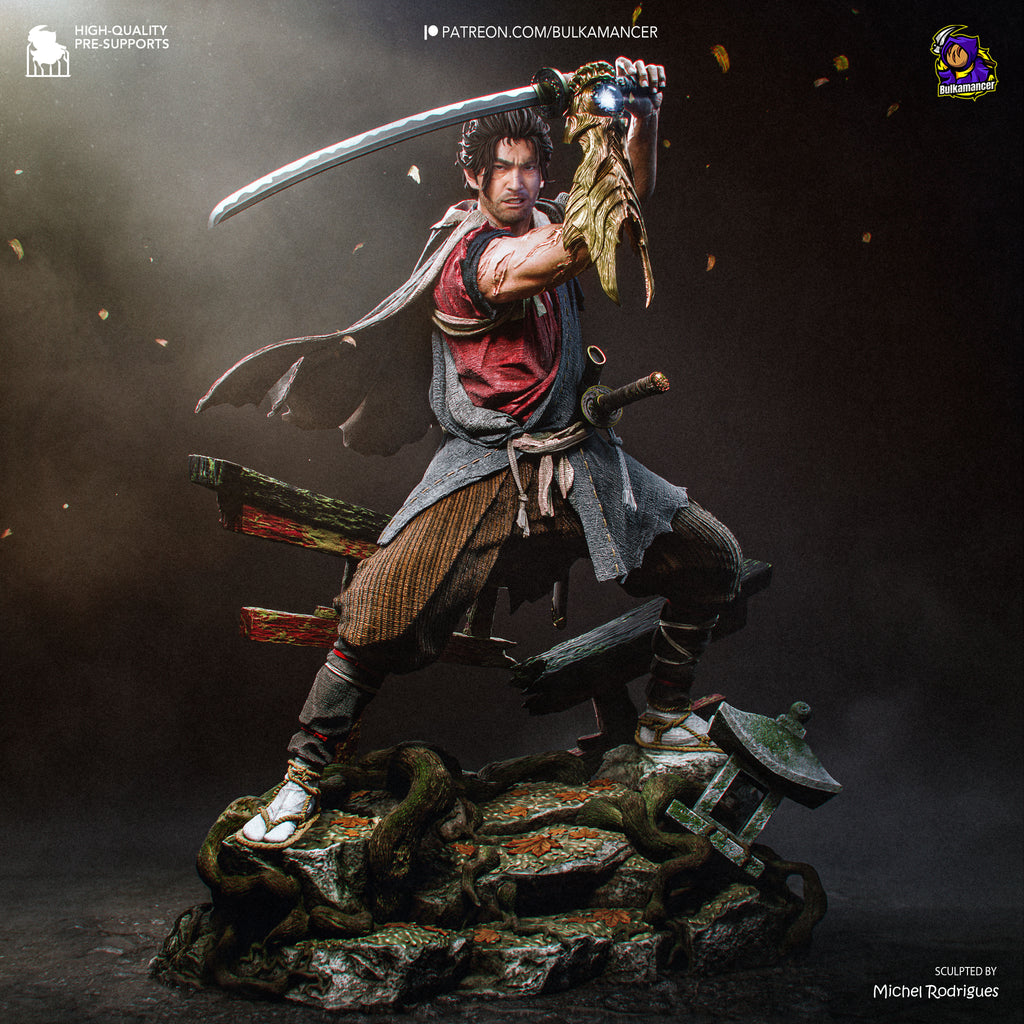 figurine miyamoto musashi, figurine onimusha, figurine a peindre, figurine samourai