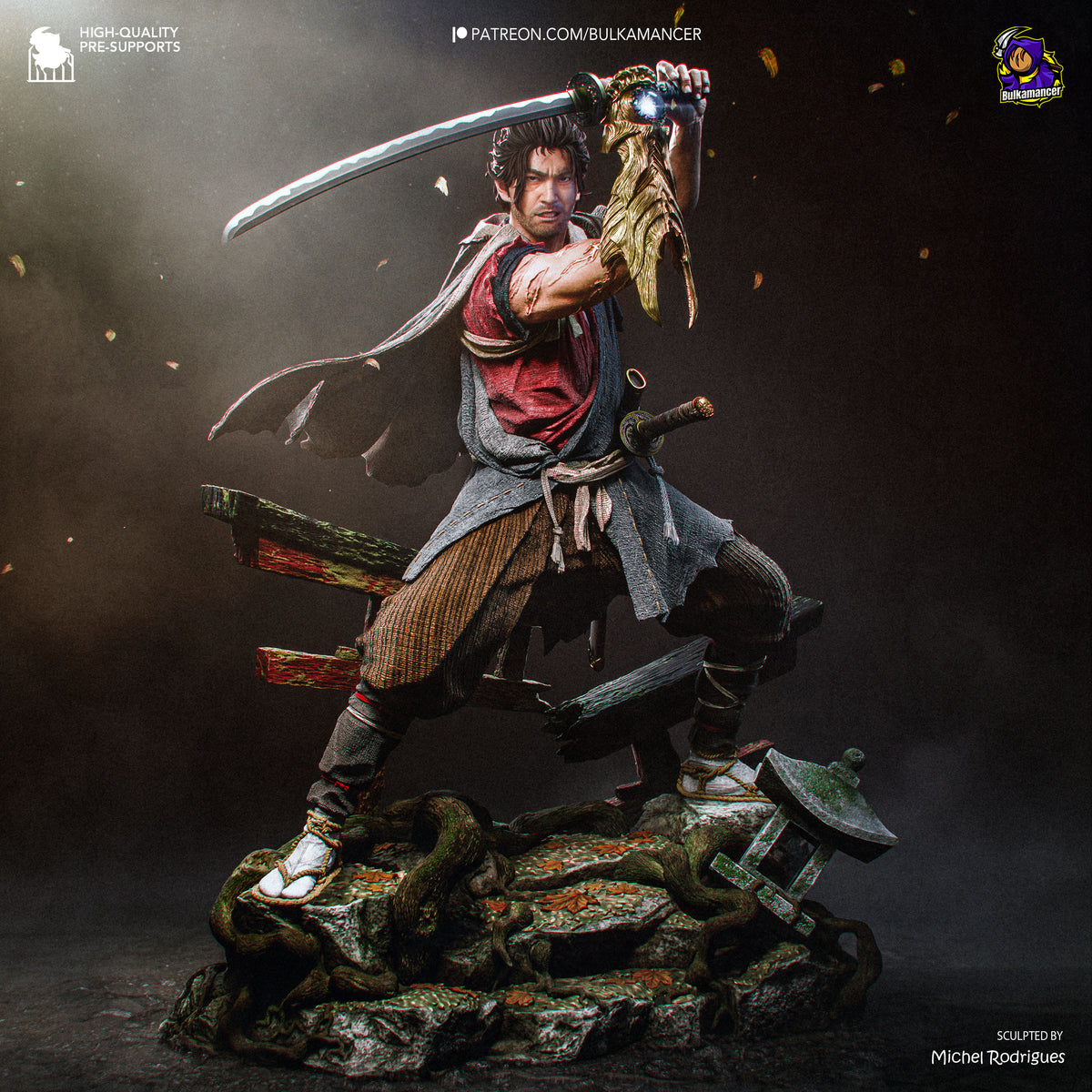 figurine miyamoto musashi, figurine onimusha, figurine a peindre, figurine samourai