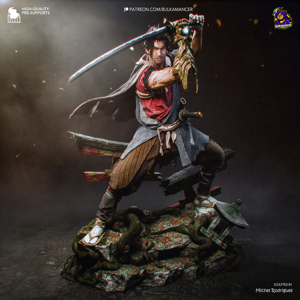 figurine miyamoto musashi, figurine onimusha, figurine a peindre, figurine samourai