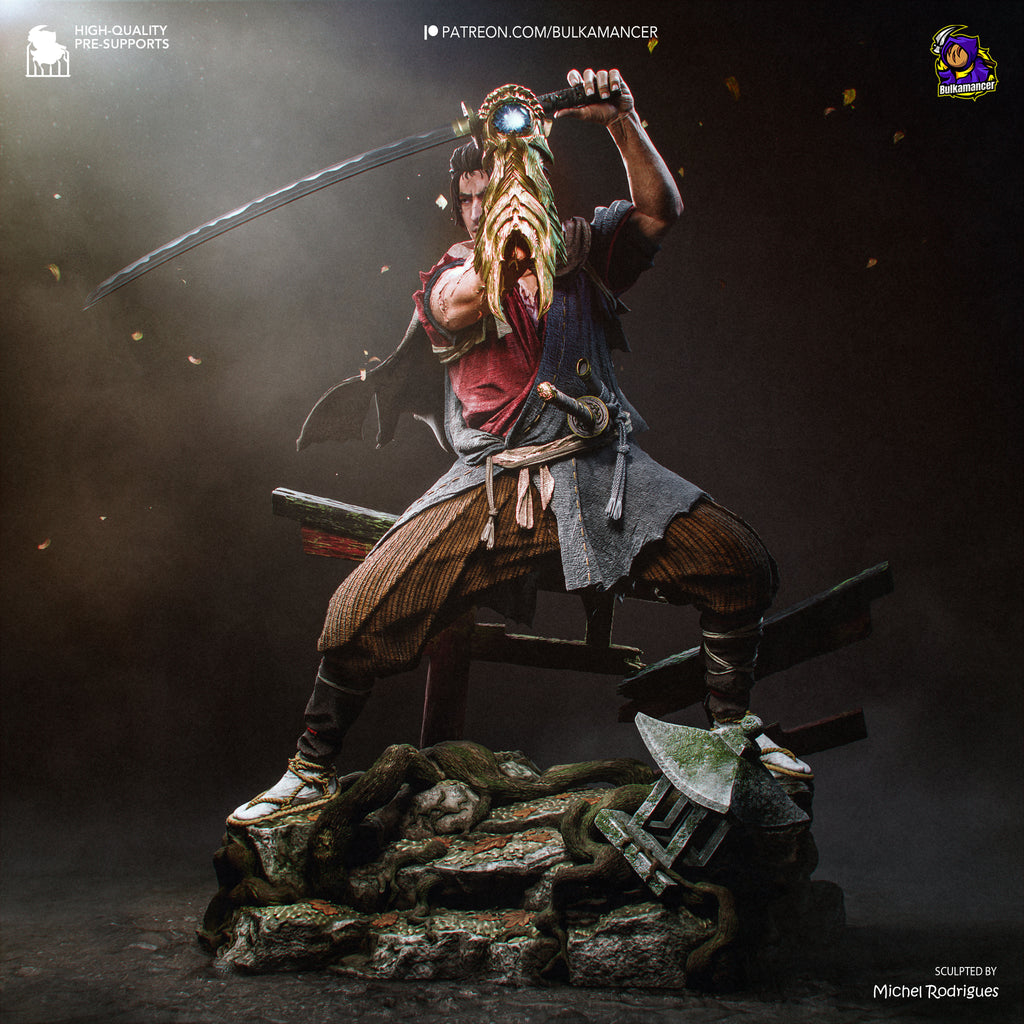 figurine miyamoto musashi, figurine onimusha, figurine a peindre, figurine samourai