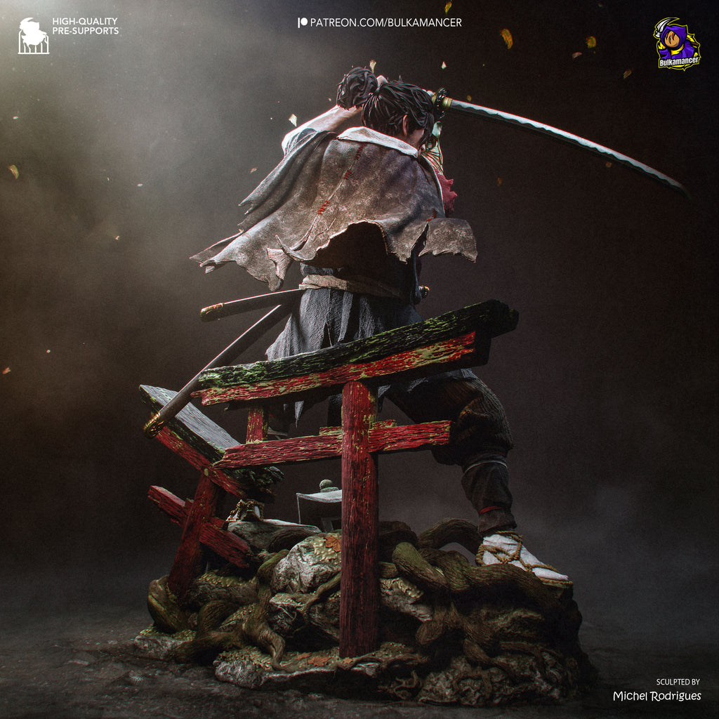 figurine miyamoto musashi, figurine onimusha, figurine a peindre, figurine samourai