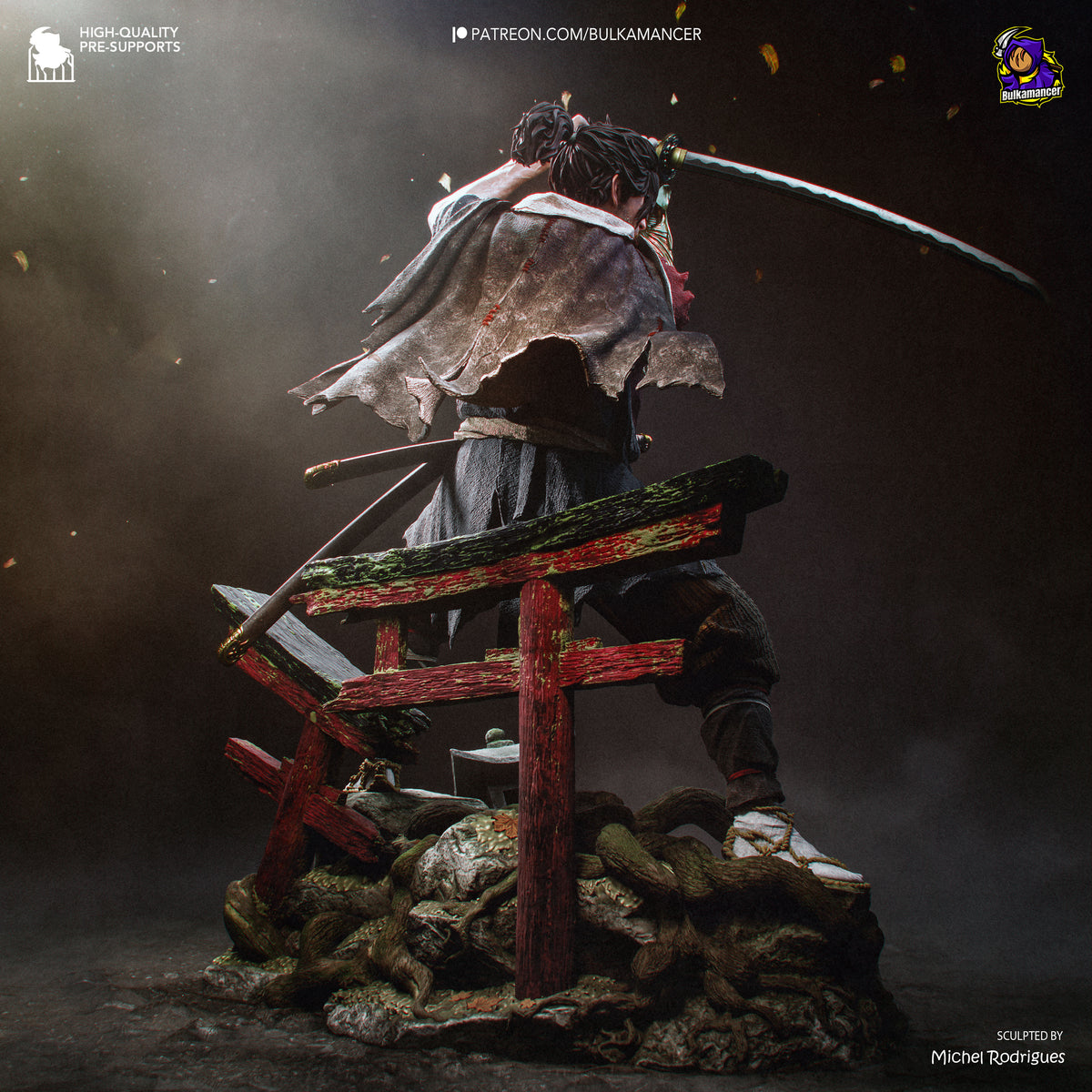 figurine miyamoto musashi, figurine onimusha, figurine a peindre, figurine samourai