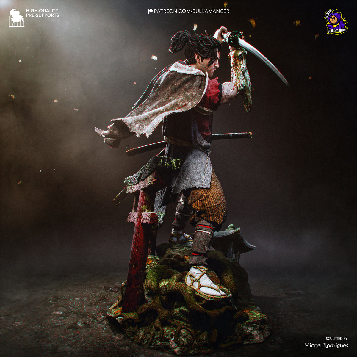 figurine miyamoto musashi, figurine onimusha, figurine a peindre, figurine samourai