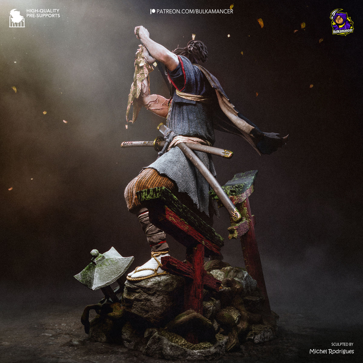 figurine miyamoto musashi, figurine onimusha, figurine a peindre, figurine samourai