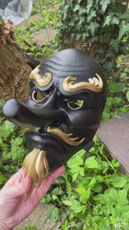 Tengu, masque tengu, masque japonais, masque oni, masque hannya, décoration japonaise, masque traditionnel, cosplay, Daëlys Art