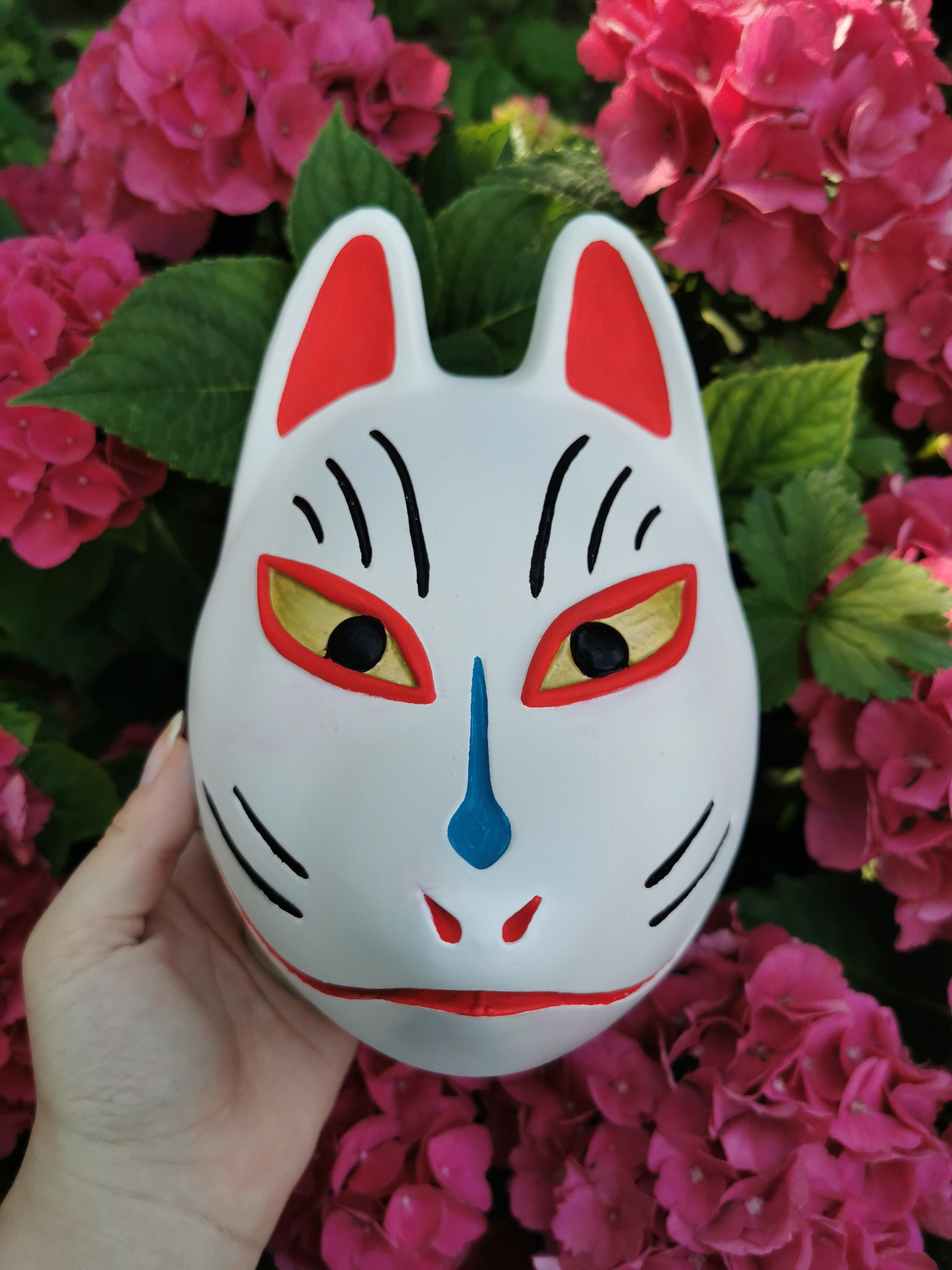 Masque japonais, masque traditionnel, masque kitsune, kitsune, oni, yokaï, décoration japonaise, renard, manga, anime, Daëlys Art