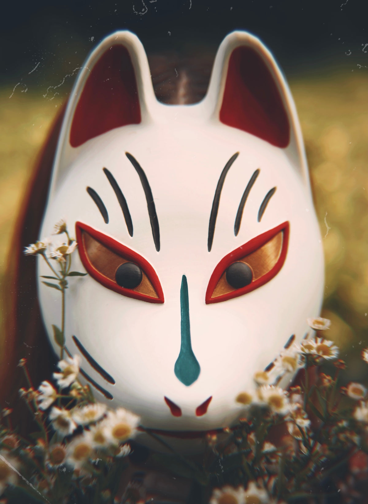 Masque japonais, masque traditionnel, masque kitsune, kitsune, oni, yokaï, décoration japonaise, renard, manga, anime, Daëlys Art
