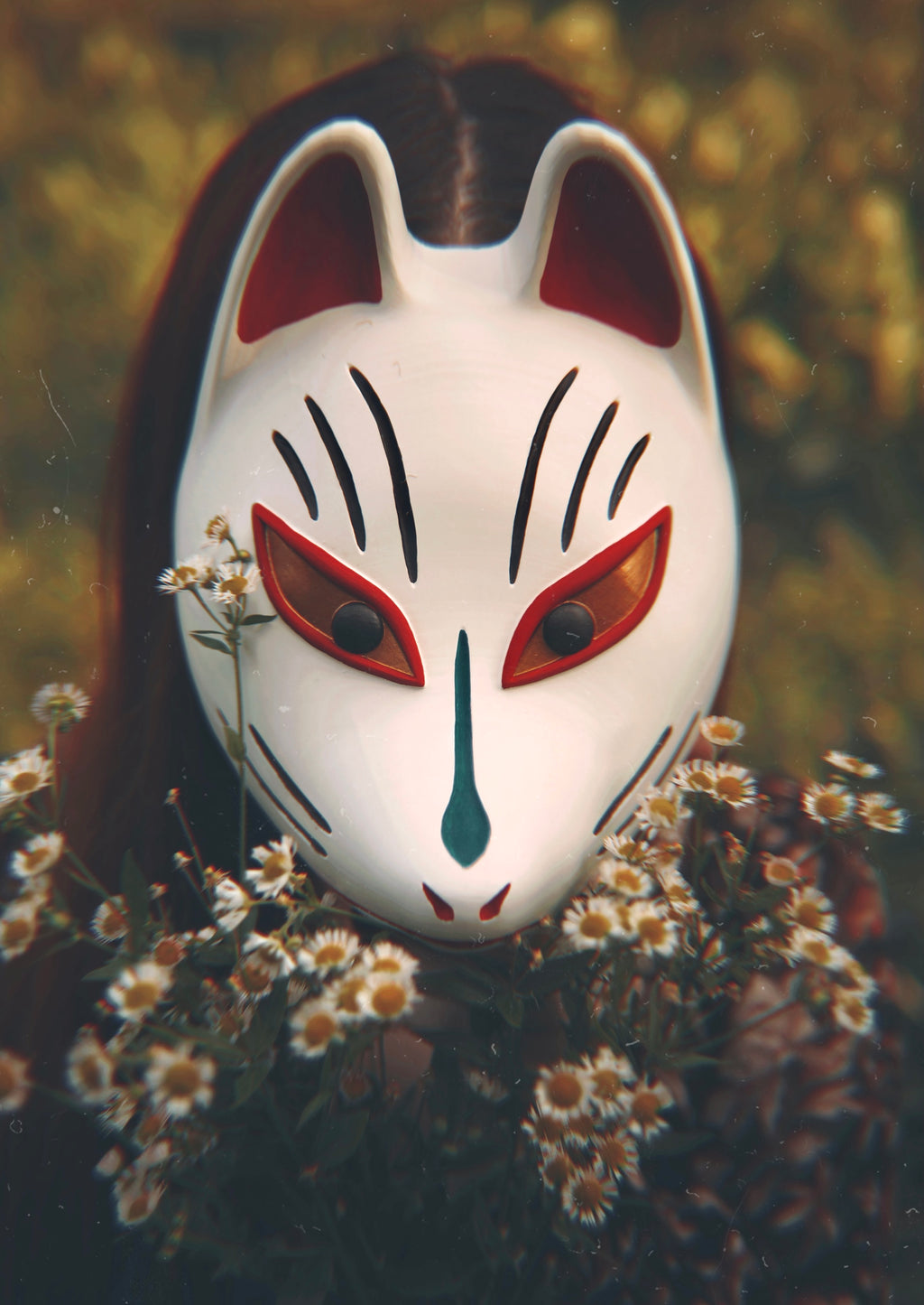 Masque japonais, masque traditionnel, masque kitsune, kitsune, oni, yokaï, décoration japonaise, renard, manga, anime, Daëlys Art