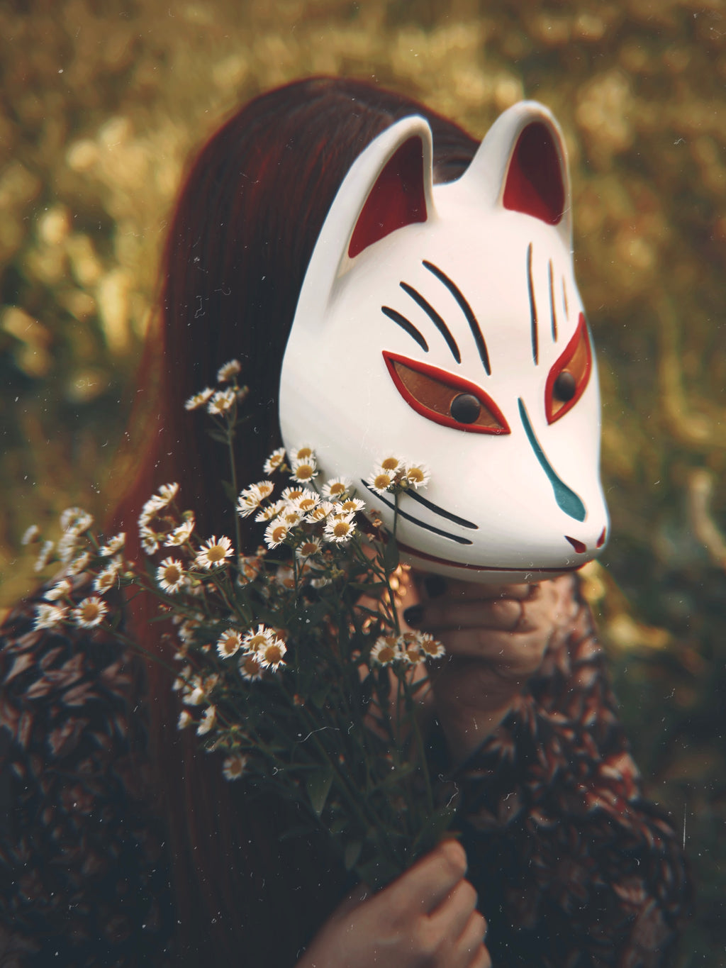 Masque japonais, masque traditionnel, masque kitsune, kitsune, oni, yokaï, décoration japonaise, renard, manga, anime, Daëlys Art