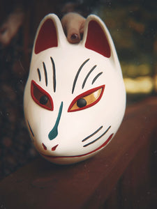Masque japonais, masque traditionnel, masque kitsune, kitsune, oni, yokaï, décoration japonaise, renard, manga, anime, Daëlys Art