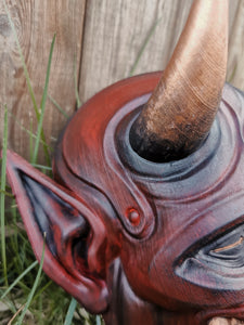 oni, décoration murale oni, décoration japonaise, masque oni, masque japonais, masque samuraï, oni wall decoration, japanese decor, samuraï props, hannya mask, masque hannya, décoration japonaise, manga, anime, Daëlys Art