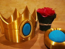 Charger l&#39;image dans la galerie, Daëlys Art - Couronne et broche de princesse Peach - Mario - Cosplay - Déguisement - Impression 3D - Couronne - Broche
